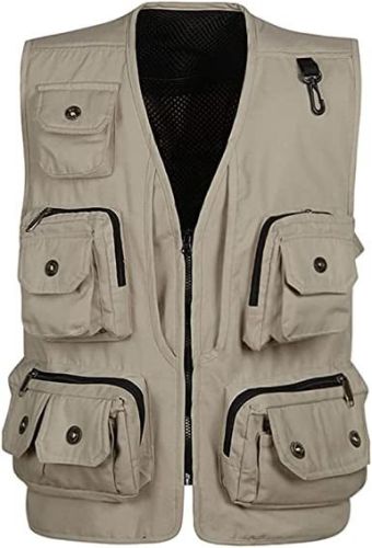 Men's Casual Multi Pocket Cargo Vest Outdoor Work Photography Fishing Vest Jacket