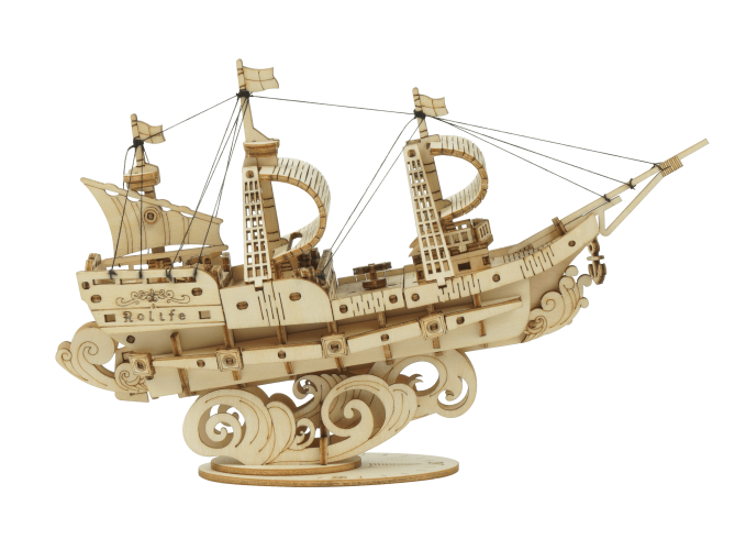 Robotime New 4 Kinds DIY Vintage Sailing Ship 3D Wooden Puzzle Game Assembly Boat Toy Gift for Children Teens Adult TG
